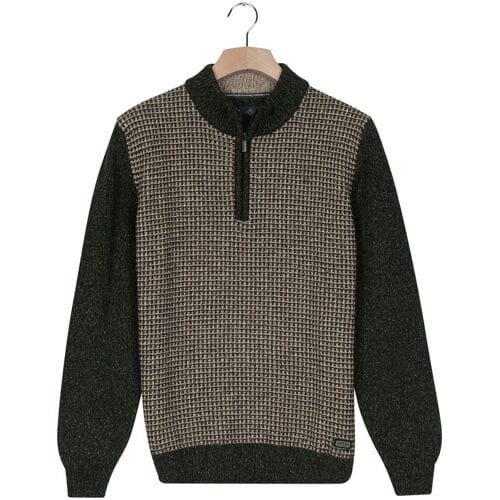 Baileys Trui Half Zip Single Knit Front Two Color Structure Donker Groen / male