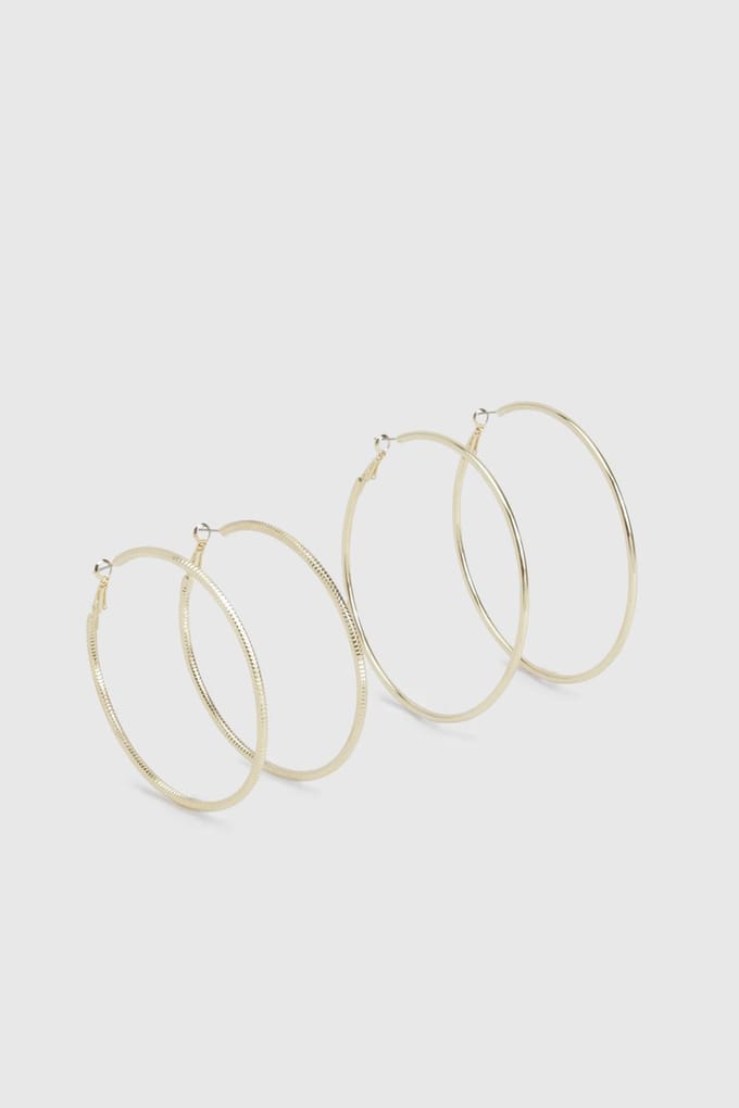 boohoo Dames Grote Hoepeloorbellen 2 Stuks | Goud