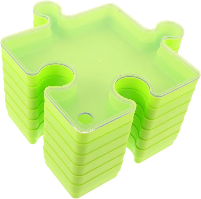 Puzzel Opbergdozen - Stapelbare Bakken - Hobby Sorteren - Stofdichte Hoes - 6 Stuks - Groen