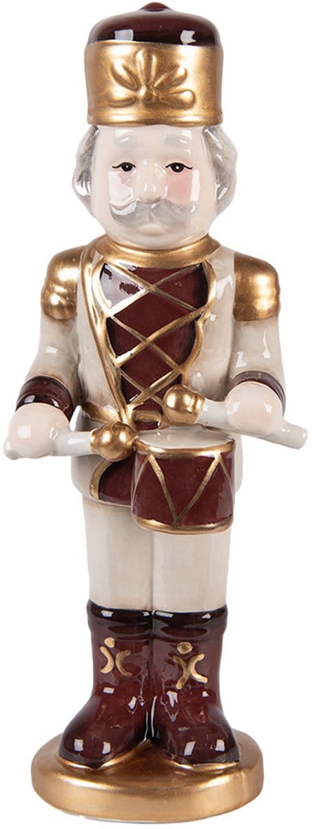 Clayre & Eef Kerstdecoratie Beeld Notenkraker 8x8x25 cm Beige Keramiek