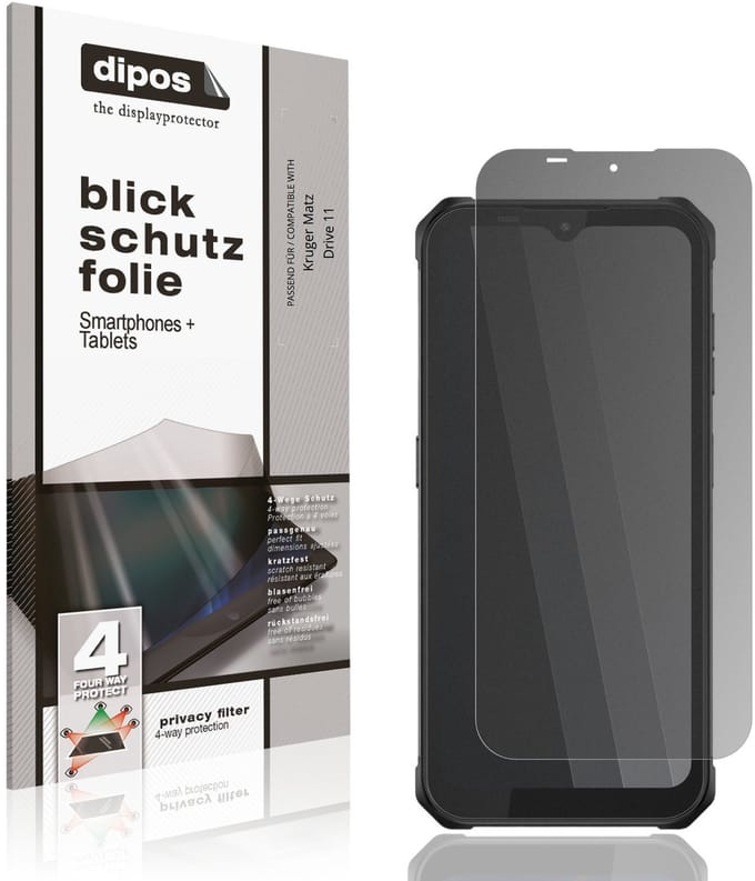 dipos – Matte Privacy Screenprotector geschikt voor Kruger Matz Drive 11 | Anti-Spy Beschermfolie