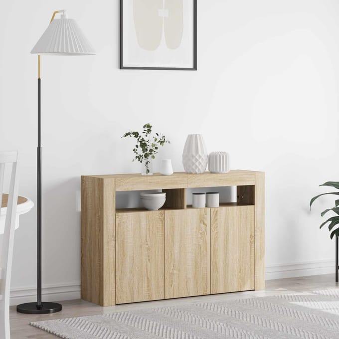 vidaXL - Dressoir - Sonoma - Eik - 116 - x - 30 - x - 75 - cm - Bewerkt - hout