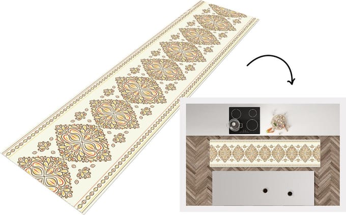 Keukenloper - Loper keuken - Boho - Goud - Design - Luxe - 240x60 cm - Keukenloper vinyl