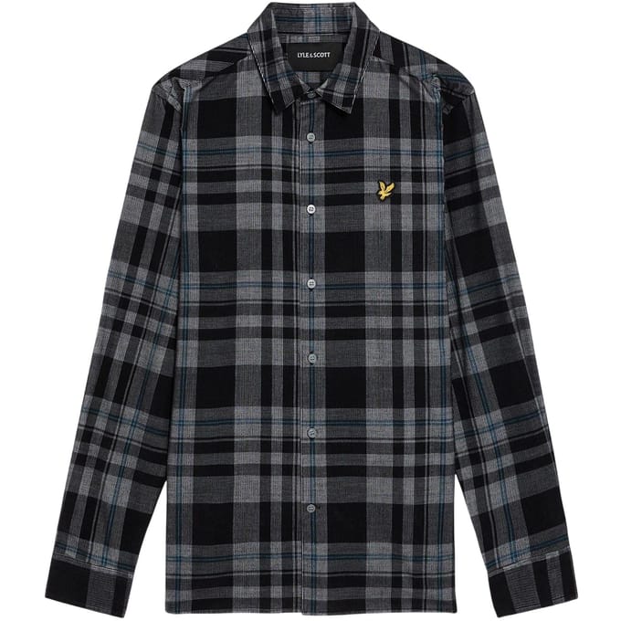 Lyle & Scott Heren Corduroy Lange Mouwen Shirt (Jet Black/Wit)