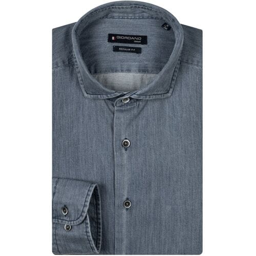 Giordano Overhemd Row Colorful Twill Dark Navy / male