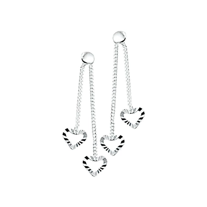 Zilver Gerhodineerd Oorhangers Hartje Gediamanteerd 1327459
