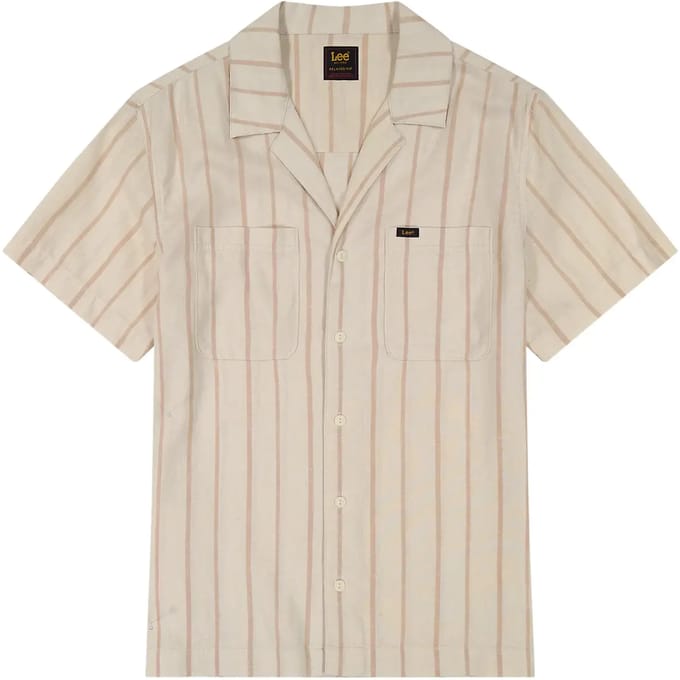 Lee Camp 2 Pocket Relaxed Fit Overhemd Met Korte Mouwen Beige XL Man