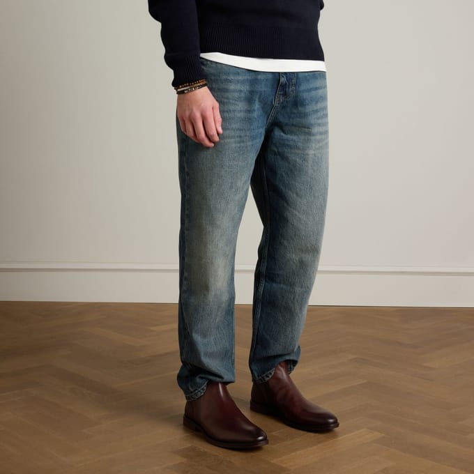 Manfield - Heren - Bruine leren Chelsea boots - Maat 45