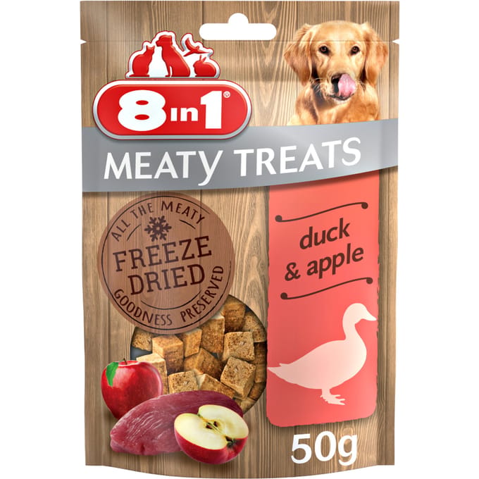 2x50g Meaty Treats 2 x eend & appel 8in1 Hondensnacks