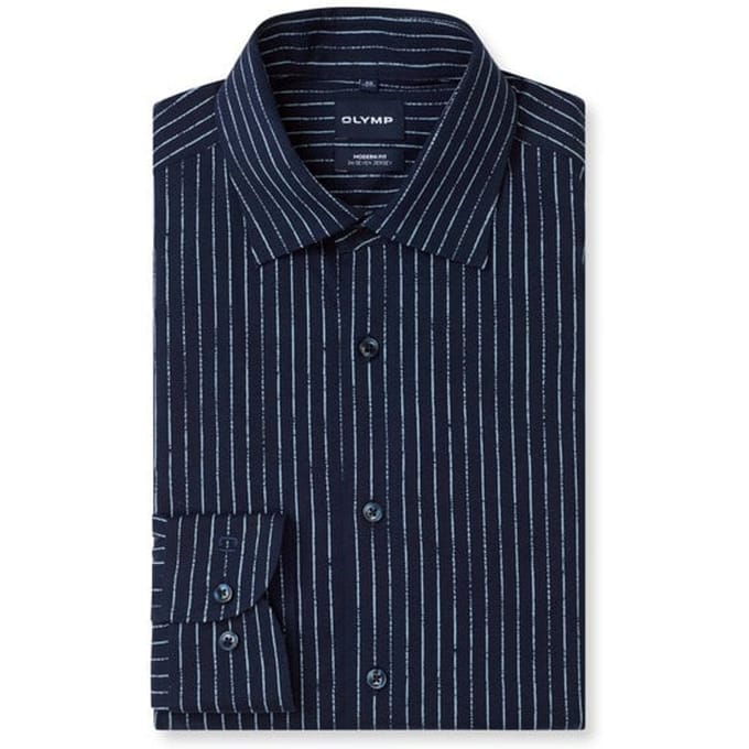 OLYMP Luxor 24/Seven Overhemd, Modern Fit, New Kent, Marineblauw