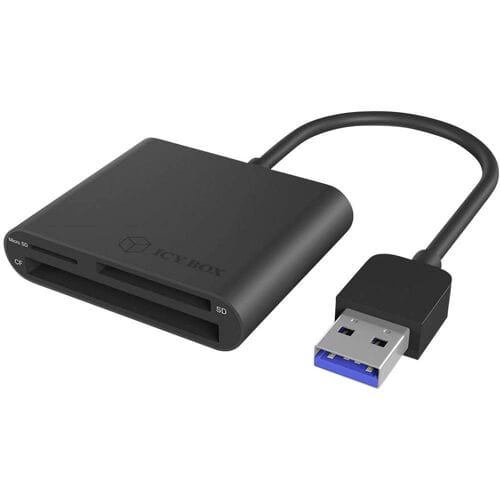 ICY BOX IB-CR301-U3 Externer Multi Card Reader (CF, SD, Micro SD) mit USB 3.0 Hostanschl Externe geheugenkaartlezer / hub USB-A 3.0 Zwart