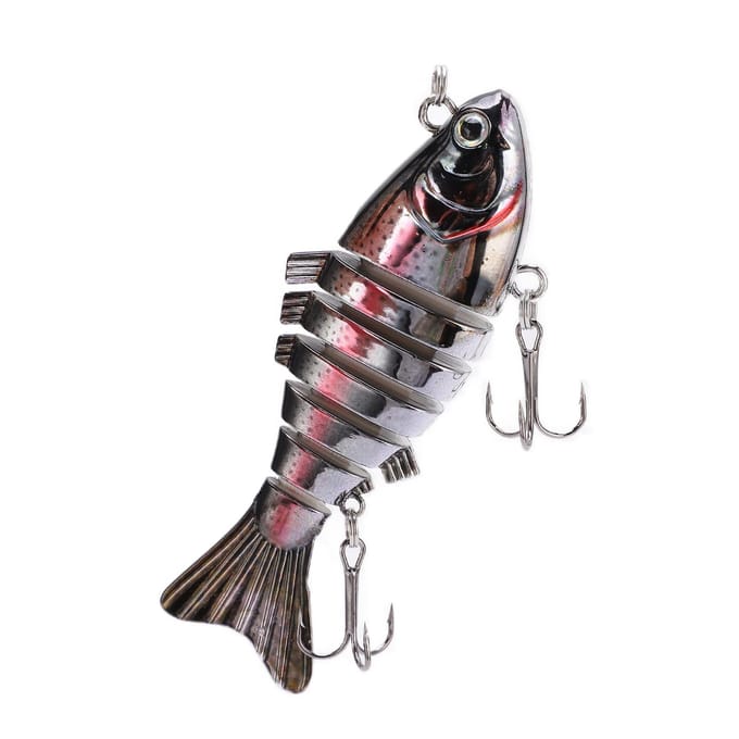 Leurre Swimbait Multi-Articulé Leurre Dur de Pêche Multi-Sections avec 2 Hameçons pour Achigan Truite Eau Douce gray