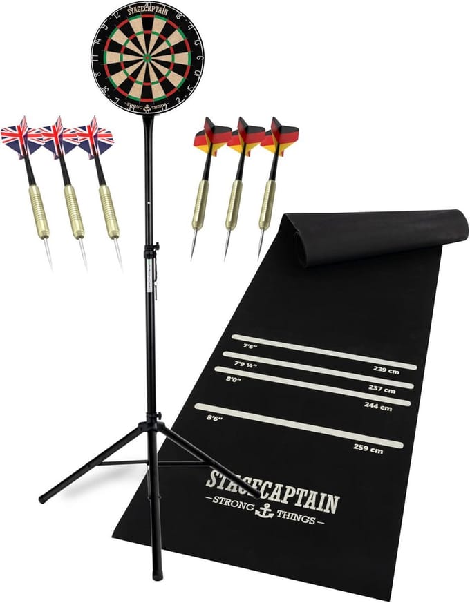 Professionele Sisal Dartbord Set Compleet met Verstelbare Standaard en Dartmat