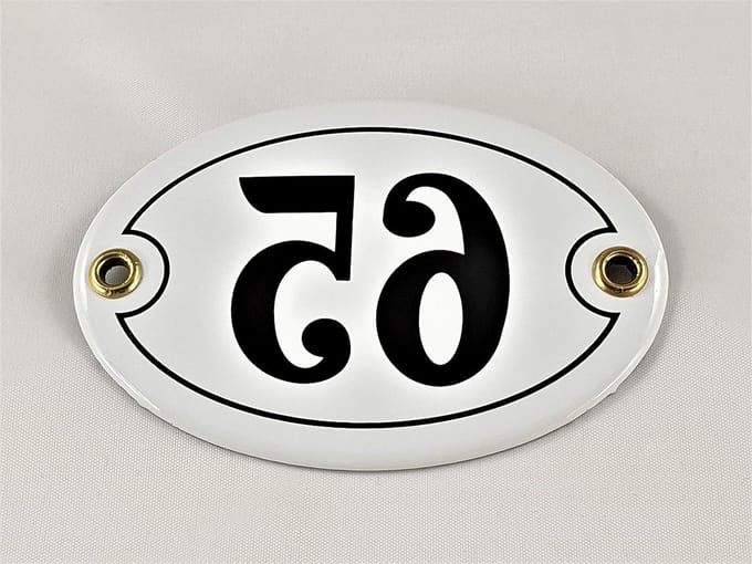 Emaille Huisnummer - Nummerbord - Huis Identificatie - Handgemaakt Emaille - 10.5 x 7 cm - Wit Zwart