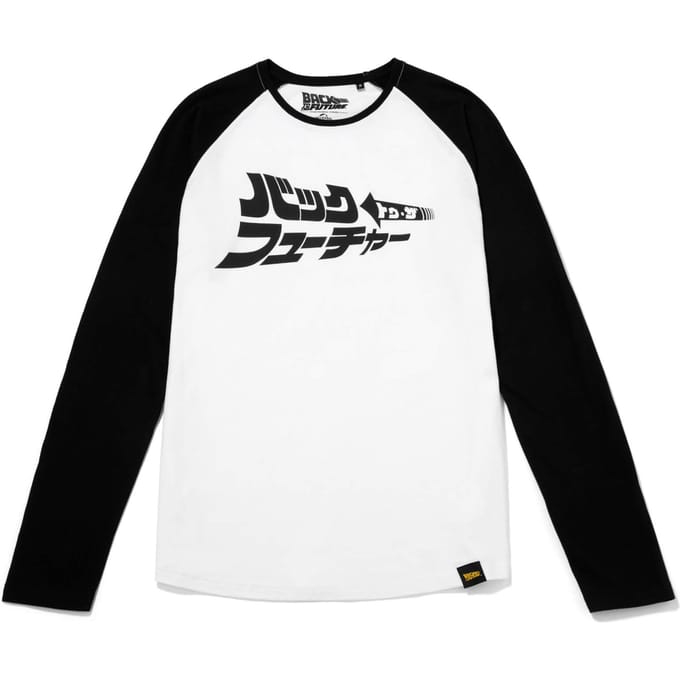 Global Legacy Back to the Future Kana t-shirt met raglanmouwen - Zwart/wit - M