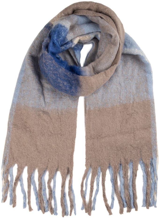 Clayre & Eef Wintersjaal Dames 50x210 cm Blauw Textiel