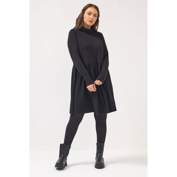 Yours Zwarte Peplum Minijurk Met Col Size 46