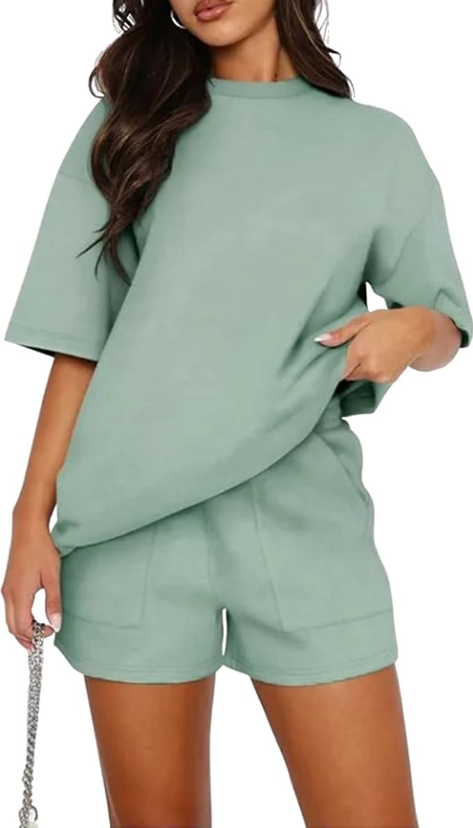 Dames - Kledingset - Korte Broek - Oversized - Groen - Maat XL