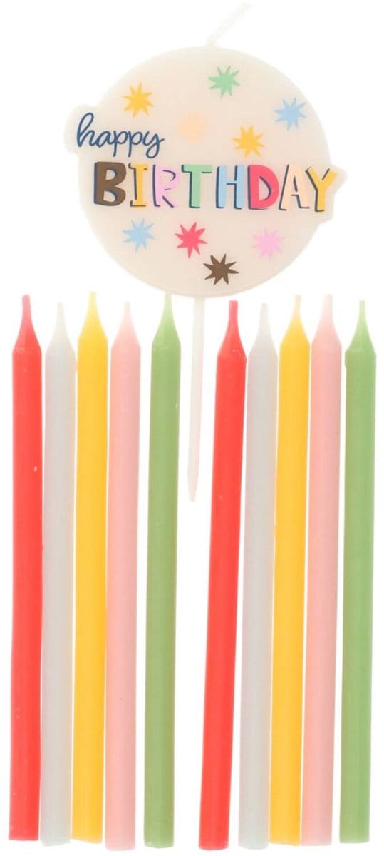 Folat - Kaarsen Set - Starburst Happy Birthday (11 stuks)