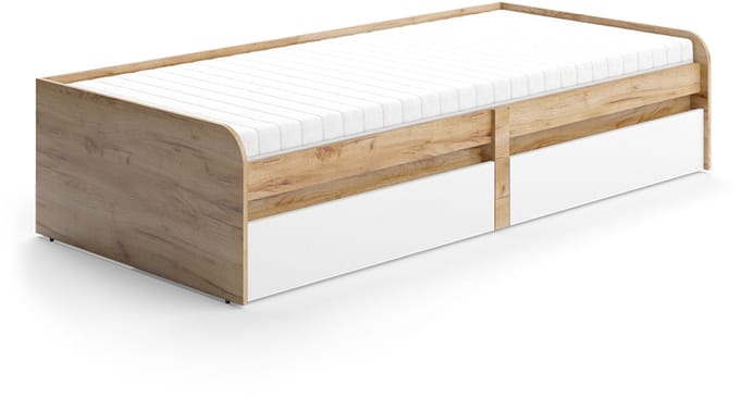 Vicco Clario Kinderbed – 90x200 cm met matras Wit/Kunstnijverheid