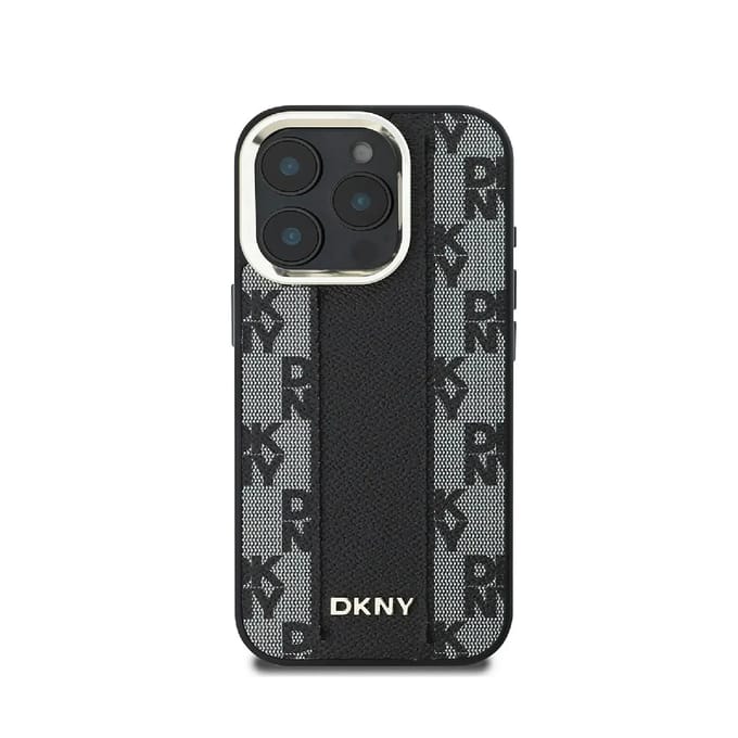 DKNY Checkered Pattern - iPhone 16 Pro Hoesje - MagSafe Compatibel - Zwart
