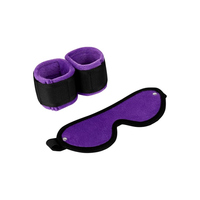 Rimba - Soft Bondage Boeien Met Masker - Zwart/Paars