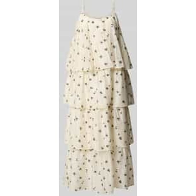 midi-jurk in laagjeslook met spaghettibandjes