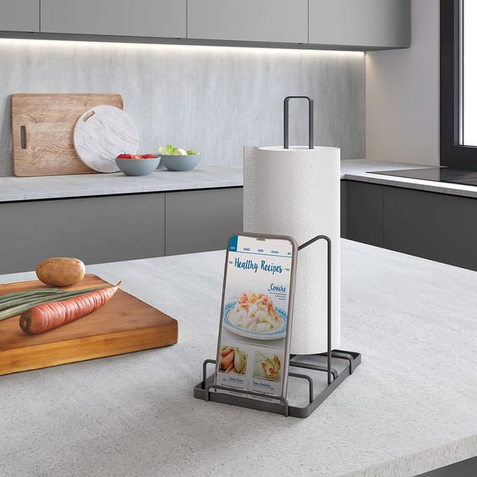 Metaltex - Tablet en keukenpapierhouder - zwart