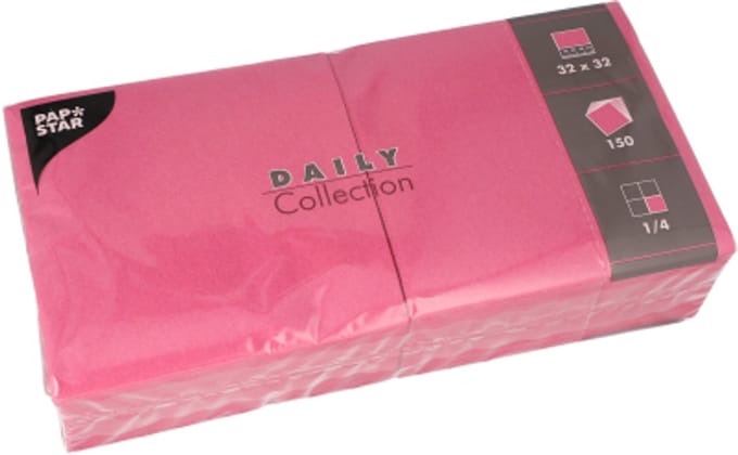 150 Servetten DAILY Collection 1/4 vouw 32 cm x 32 cm fuchsia