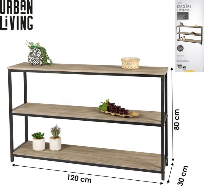 BOEKENKAST 3 PLANKEN 120X30XH80CM