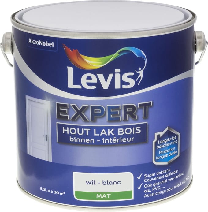 Levis - Expert Hout Lak Binnen Mat - Wit - 2,5 L