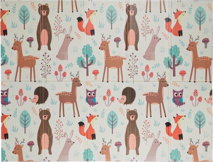 speelmat opvouwbaar - dieren - 195 x 150 cm - afwasbaar - kruipmat