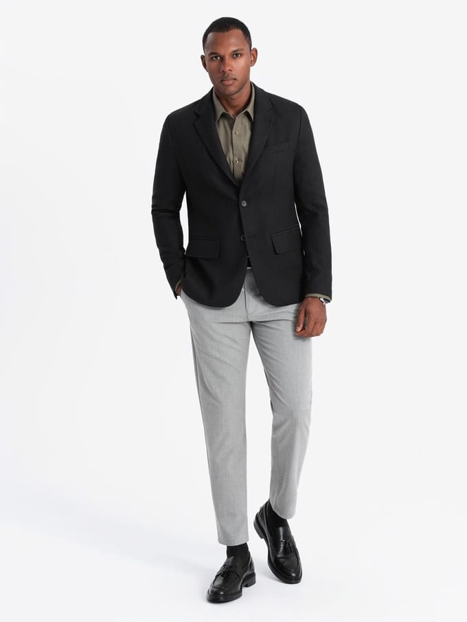 OMBRE Blazer - Regular Fit - Lange Mouw - Knopen Zwart L