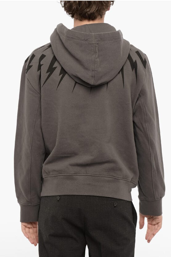Easy Fit hoodie met Thunderbolt-print in grijs