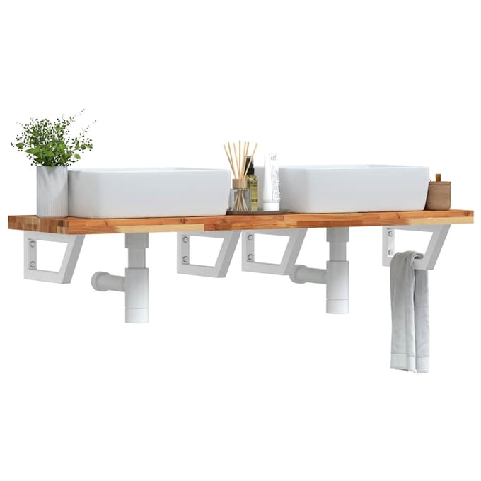 vidaXL - Badkamer - wandschap - staal - en - massief - acaciahout