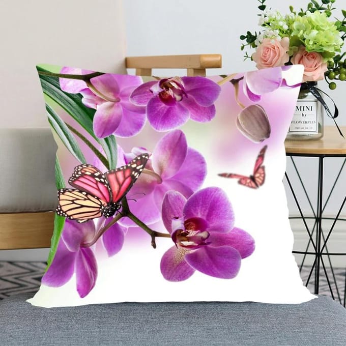 Orchidee Kussensloop Slaapkamer Huis Kantoor Decoratief Vierkant Zacht 45x45cm