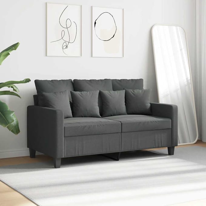 Vidaxl Bank 2-Persoons, Donkergrijs, 120 Cm, Bekleed met Stof