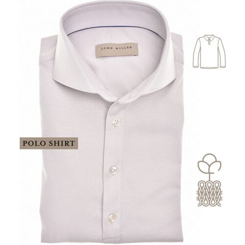John Miller Polo Slim Solid Color Cotton Tricot Licht Grijs / male