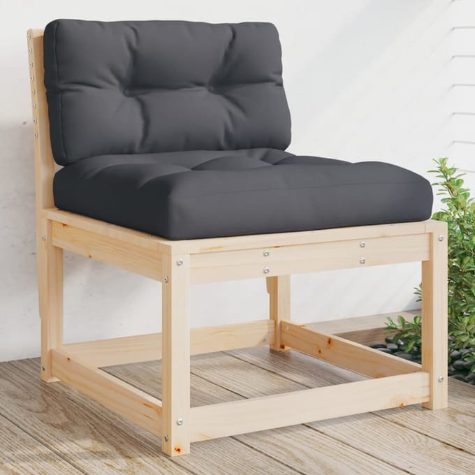 vidaXL - Tuinbank - met - kussens - massief - grenenhout