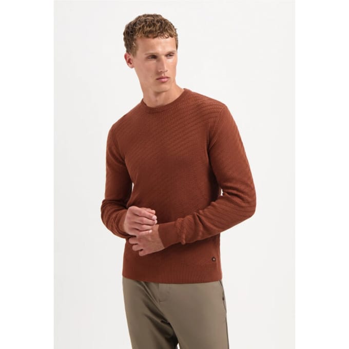 No Excess Pullover Crewneck Jacquard Solid Terra Size: M | Sweaters Outlet | Heren | Bruin
