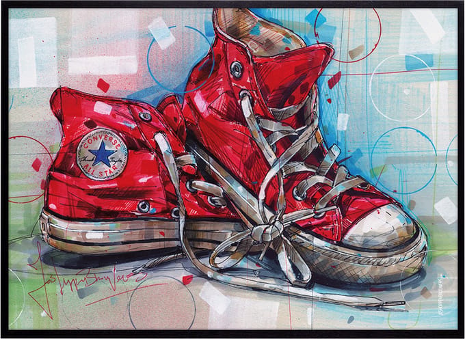 Sneaker print All Star 71x51 cm *ingelijst & gesigneerd