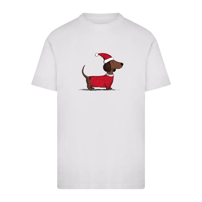 Mister Tee - Christmas Dackel Heren Tshirt - L - Wit
