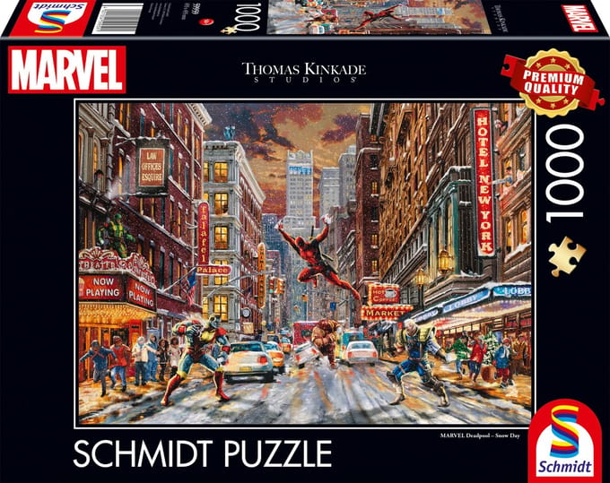 Schmidt - Legpuzzel - Marvel - Deadpool, Snow Day - Thomas Kinkade Studios - 1000 stukjes - Volwassenen - vanaf 12 jaar