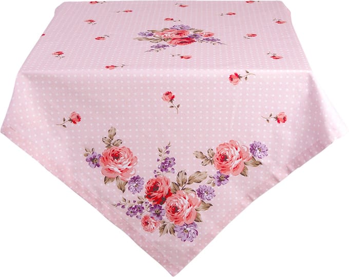 Clayre & Eef Tafelkleed 150x250 cm Roze Paars Katoen Rozen