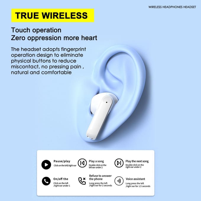 Casque BT sans fil transparent à faible consommation d'énergie semi-intra-auriculaire TM50 Rose rose