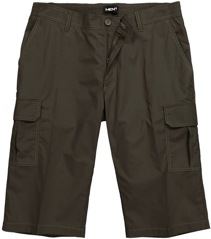 Men Plus - Heren - Cargo-capri UV- muggenschild elastische tailleband - Donkerolijf - Maat L