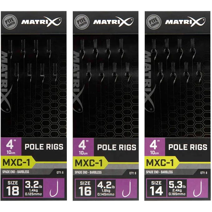 Matrix Onderlijn MXC-1 Pole Rigs 10cm Spade End-Barbless (8 pcs)