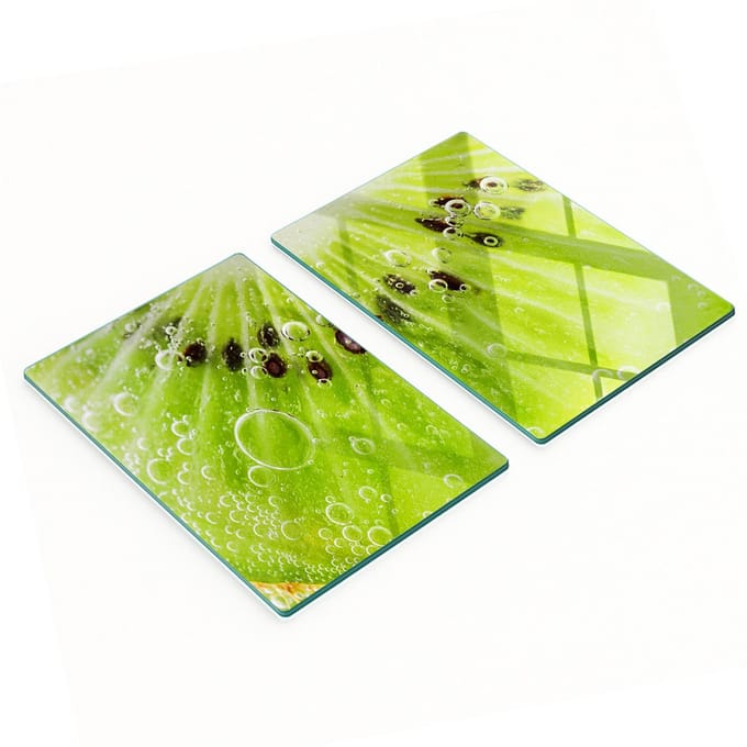 Set van gehard glazen snijplanken met kiwi-patroon, 2x40x52 cm