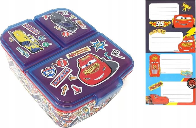 Lunchbox voor Kinderen met Auto's - 3 Vakken, BPA-vrij