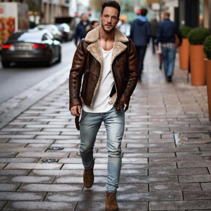 Heren Jas met Geïntegreerde Vacht Imitatieleer Jas 3XL gray
